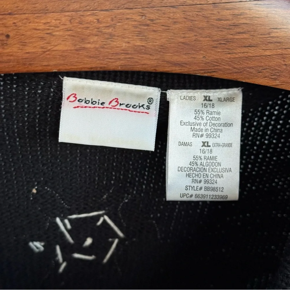 VTG Bobbie Brooks Black and White Christmas Sweater XL Vest